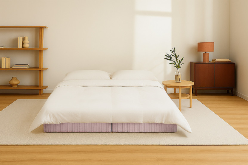 Méridienne convertible et modulable - Velours côtelé Rose pâle