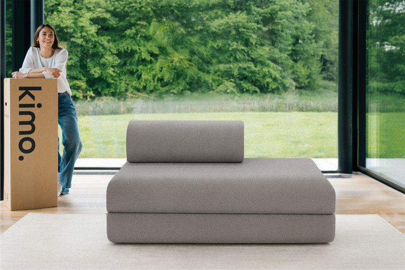Canapé 2 places convertible et modulable - Tissu lisse Gris