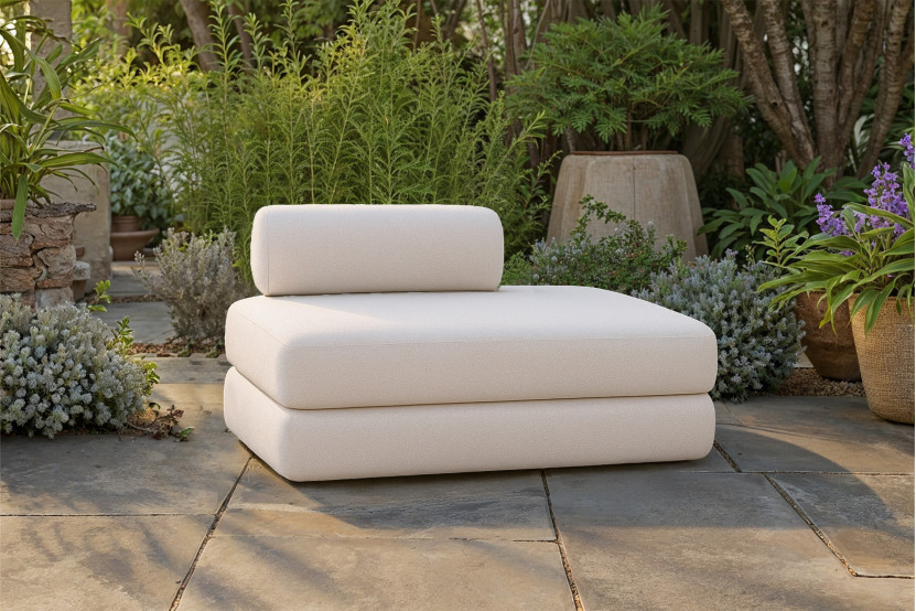 Canapé 2 places convertible et modulable - Tissu extérieur Beige clair