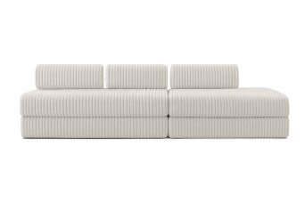 Canapé 5 places - 2 modules convertibles : Canapé 3 places + Canapé 2 places - Velours côtelé XL Blanc