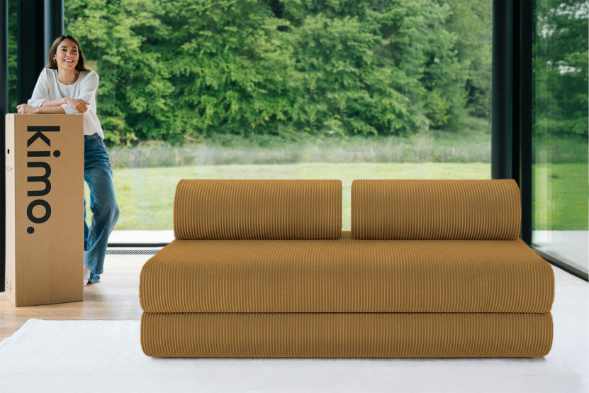 Canapé 3 places convertible et modulable - Velours côtelé Jaune