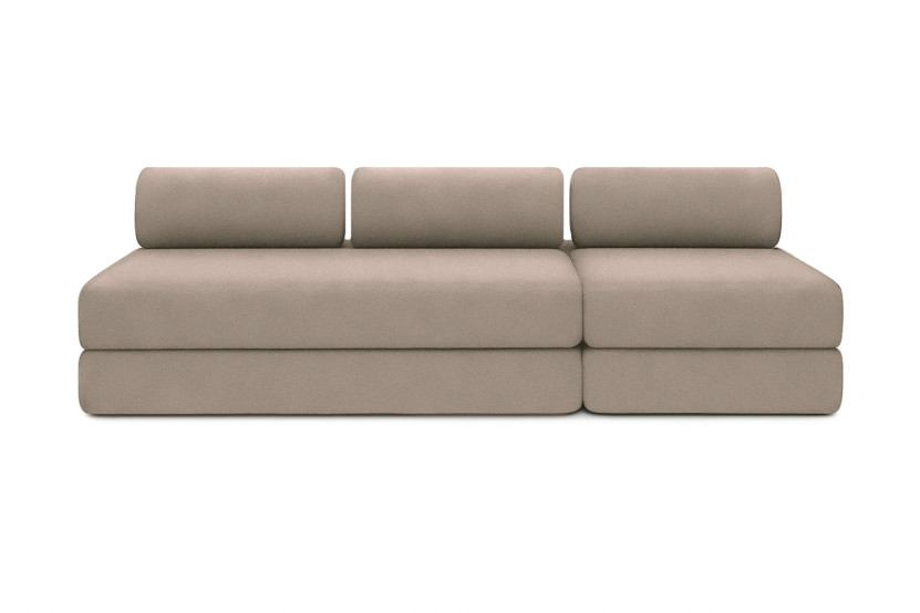 Canapé 4 places - 2 modules convertibles : Canapé 3 places + Fauteuil - Tissu lisse Taupe