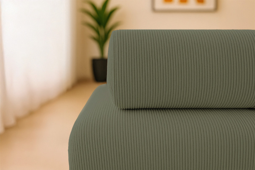 Canapé 4 places - 2 modules convertibles : Canapé 3 places + Fauteuil - Velours côtelé Vert