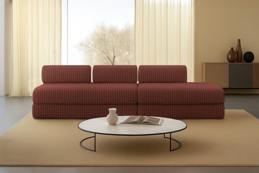 Canapé 5 places - 2 modules convertibles : Canapé 3 places + Canapé 2 places - Velours côtelé XL Terracotta