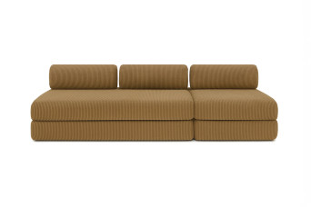 Canapé 4 places - 2 modules convertibles : Canapé 3 places + Fauteuil - Velours côtelé Jaune