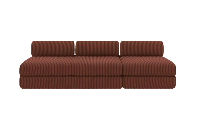 Canapé 4 places - 2 modules convertibles : Canapé 3 places + Fauteuil - Velours côtelé XL Terracotta