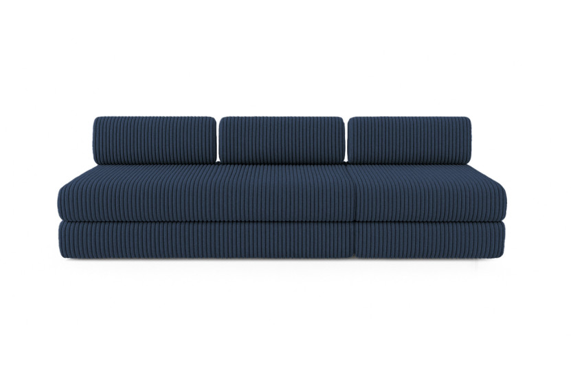 Canapé 4 places - 2 modules convertibles : Canapé 3 places + Fauteuil - Velours côtelé XL Bleu