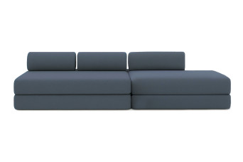 Canapé 5 places - 2 modules convertibles : Canapé 3 places + Canapé 2 places - Tissu lisse Bleu