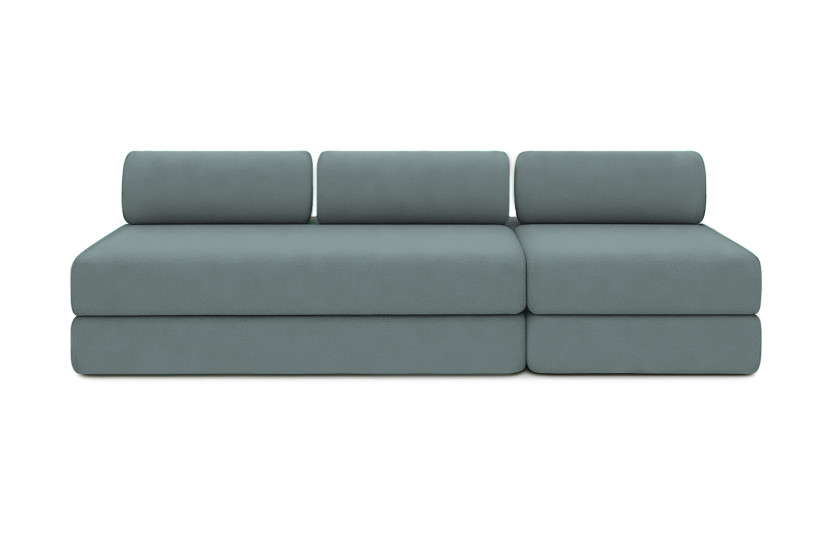 Canapé 4 places - 2 modules convertibles : Canapé 3 places + Fauteuil - Tissu lisse Vert