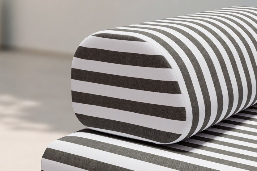 Méridienne modulable - Tissu extérieur à rayures, blanc et gris anthracite