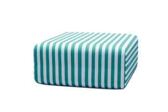 Pouf modulable - Tissu extérieur à rayures, blanc et bleu turquoise