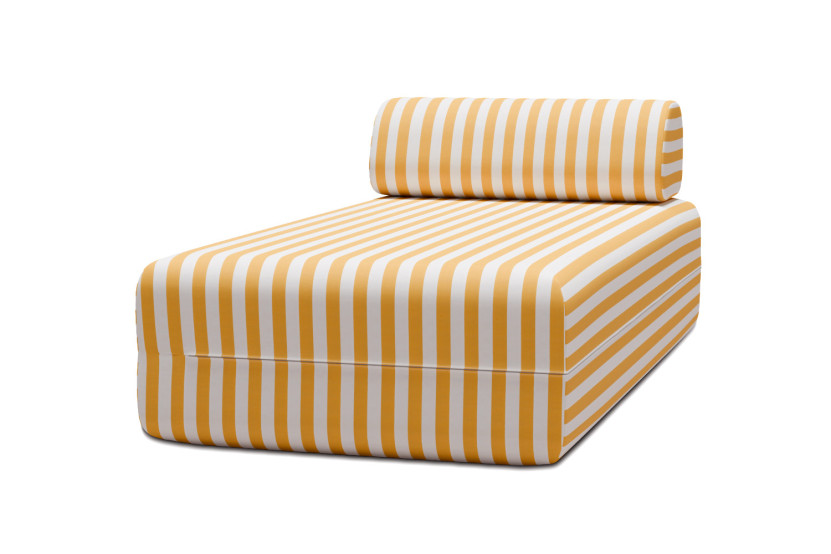 Housse Méridienne - Tissu imperméable à rayures, blanc et jaune