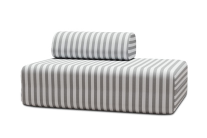 Canapé 2 places modulable - Tissu extérieur à rayures, blanc et gris