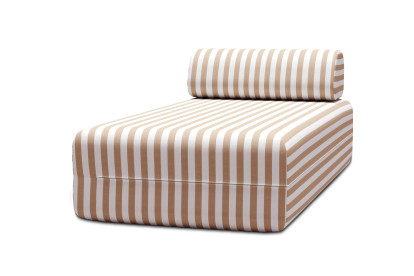 Housse Méridienne - Tissu imperméable à rayures, blanc et marron