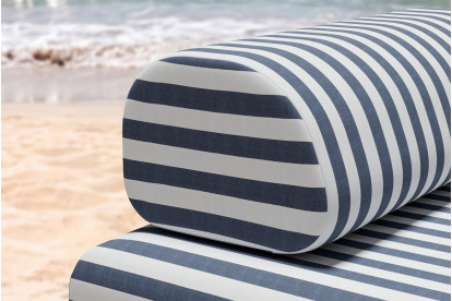 Méridienne modulable - Tissu extérieur à rayures, blanc et bleu foncé