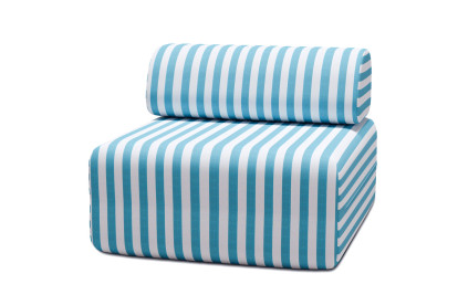Fauteuil modulable - Tissu extérieur à rayures, blanc et bleu