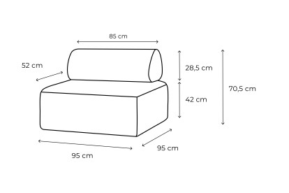 Fauteuil modulable - Tissu extérieur à rayures, blanc et gris anthracite