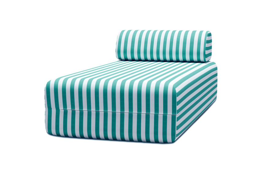 Méridienne modulable - Tissu extérieur à rayures, blanc et bleu turquoise