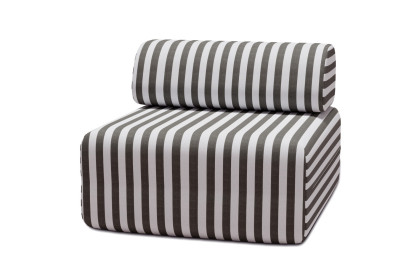 Housse Fauteuil - Tissu imperméable à rayures, blanc et gris anthracite