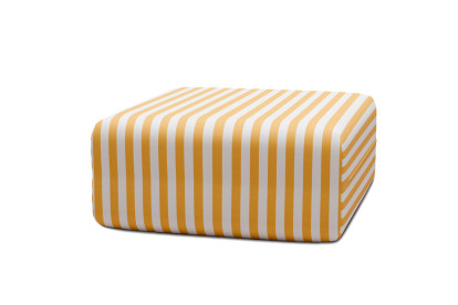 Housse Pouf - Tissu imperméable à rayures, blanc et jaune