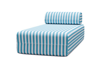Méridienne modulable - Tissu extérieur à rayures, blanc et bleu