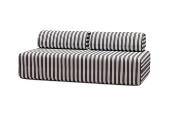 Canapé 3 places modulable - Tissu extérieur à rayures, blanc et gris anthracite