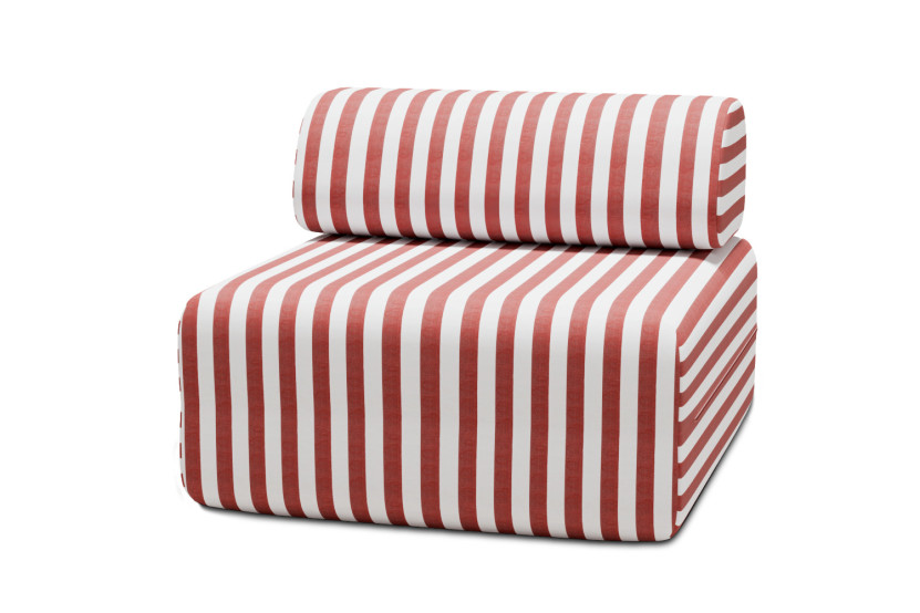 Housse Fauteuil - Tissu imperméable à rayures, blanc et rouge