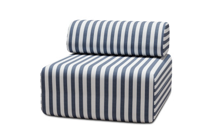 Fauteuil modulable - Tissu extérieur à rayures, blanc et bleu foncé