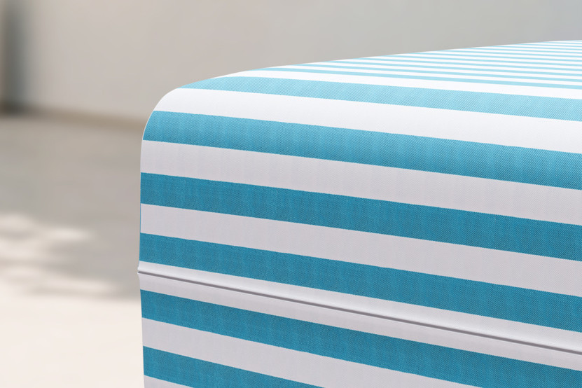 Pouf modulable - Tissu extérieur à rayures, blanc et bleu
