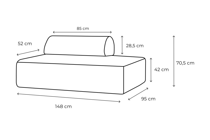 Canapé 2 places modulable - Tissu extérieur à rayures, blanc et gris