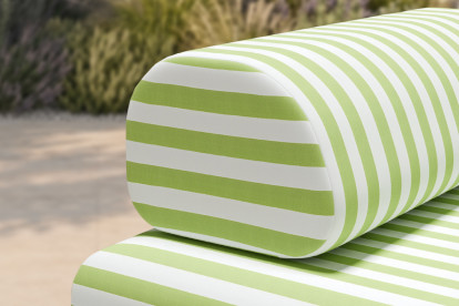Fauteuil modulable - Tissu extérieur à rayures, blanc et vert anis