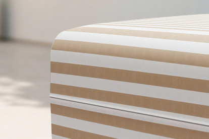 Pouf modulable - Tissu extérieur à rayures, blanc et marron