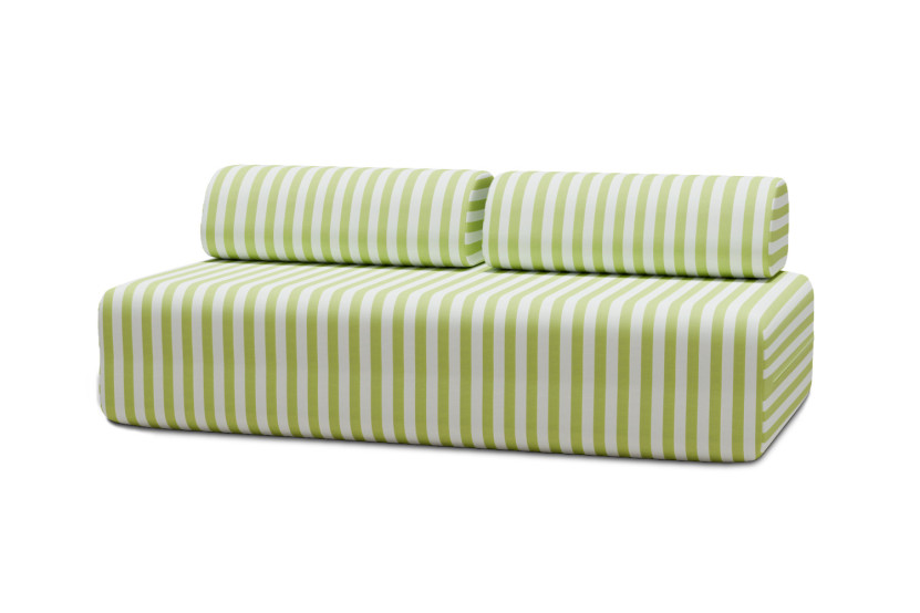 Housse Canapé droit - 3 places - Tissu imperméable à rayures, blanc et vert anis