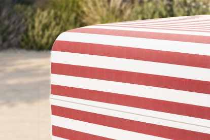 Pouf modulable - Tissu extérieur à rayures, blanc et rouge