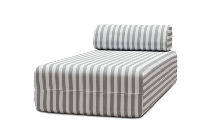 Housse Méridienne - Tissu imperméable à rayures, blanc et gris