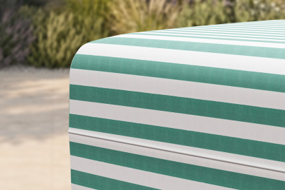 Pouf modulable - Tissu extérieur à rayures, blanc et bleu turquoise