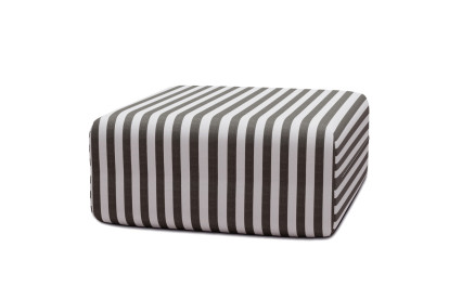Housse Pouf - Tissu imperméable à rayures, blanc et gris anthracite