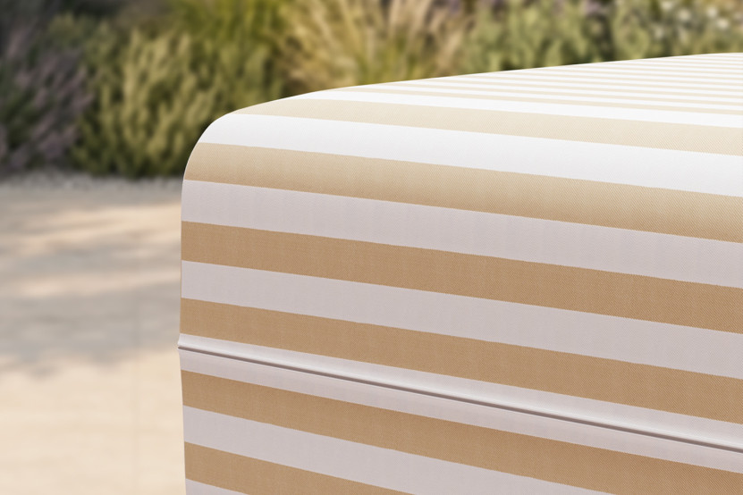 Pouf modulable - Tissu extérieur à rayures, blanc et beige