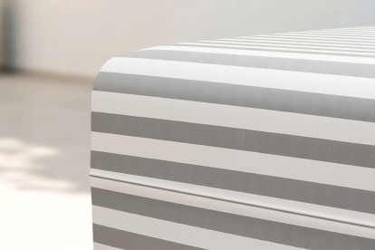 Pouf modulable - Tissu extérieur à rayures, blanc et gris