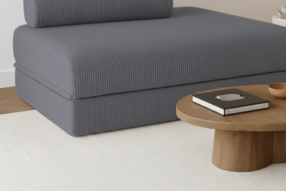 Canapé 2 places convertible et modulable - Velours côtelé Gris