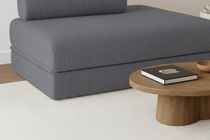 Canapé 2 places convertible et modulable - Velours côtelé Gris