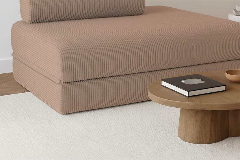 Canapé 2 places convertible et modulable - Velours côtelé Taupe