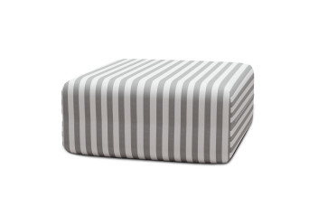 Pouf modulable - Tissu extérieur à rayures, blanc et gris