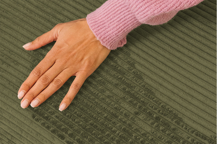 Housse Canapé droit convertible - 2 places - Tissu velours côtelé vert